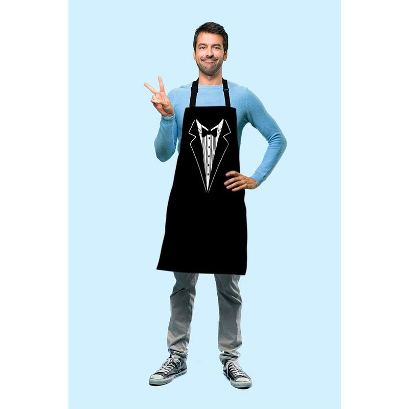 Beabes Man Suit Kitchen Apron Black Male Suit White Shirt And Bow Tie Trendy Businessman Dress Cooking Bib Apron For Chef Restaurant Home Cleaning Serving Painting 27"" X 31"" - Image 3