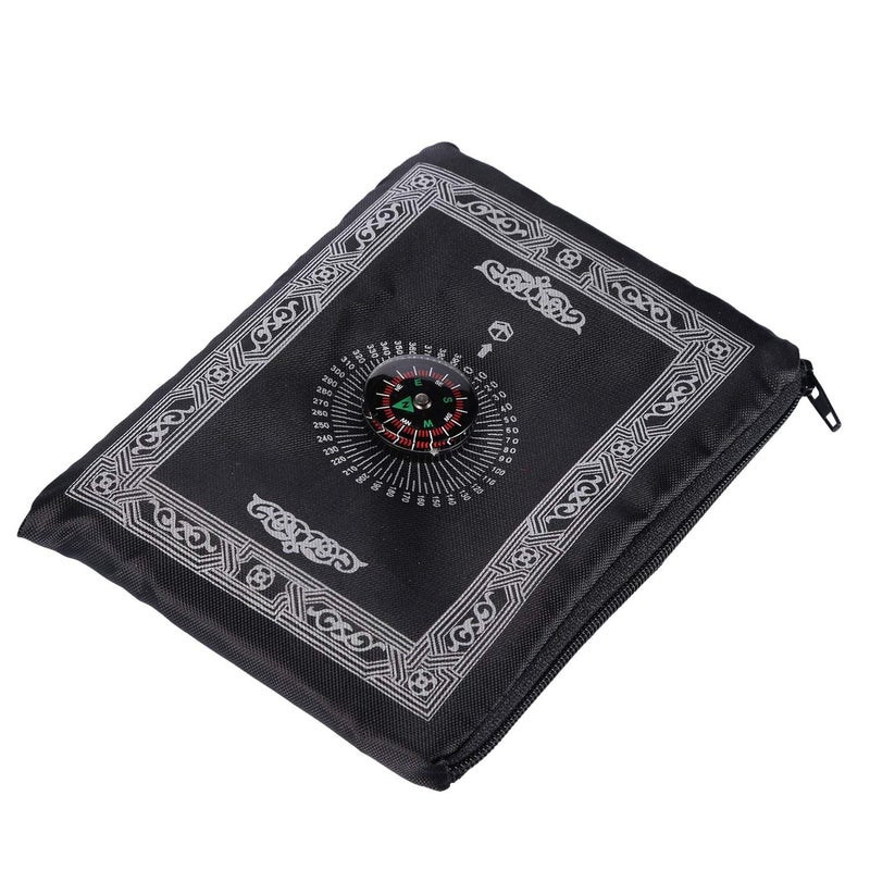 Hitopin Travel Prayer Mat, 60cm*100cm Praying Rug, Portable Polyester Prayer Rug with Compass, Islamic Waterproof Prayer Mat, Musilm Prayer Mat, for Ramadan Gifts, Islamic Prayer (Black) - Image 1