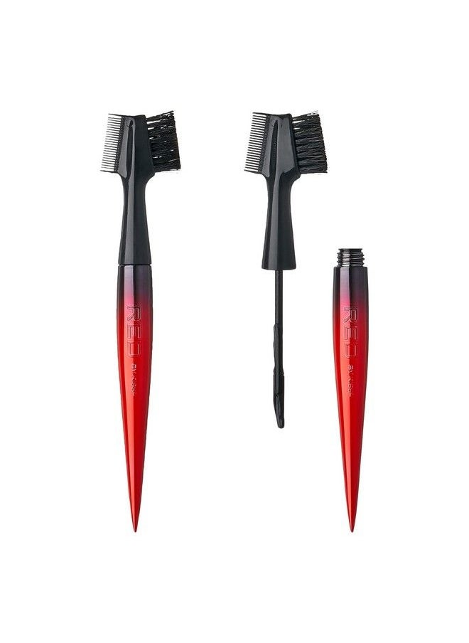 Red by Kiss Edge Cara 4 In 1 Edge Brush Comb Boar Bristles With Edge Fixer (Strawberry Acai)  - Image 2