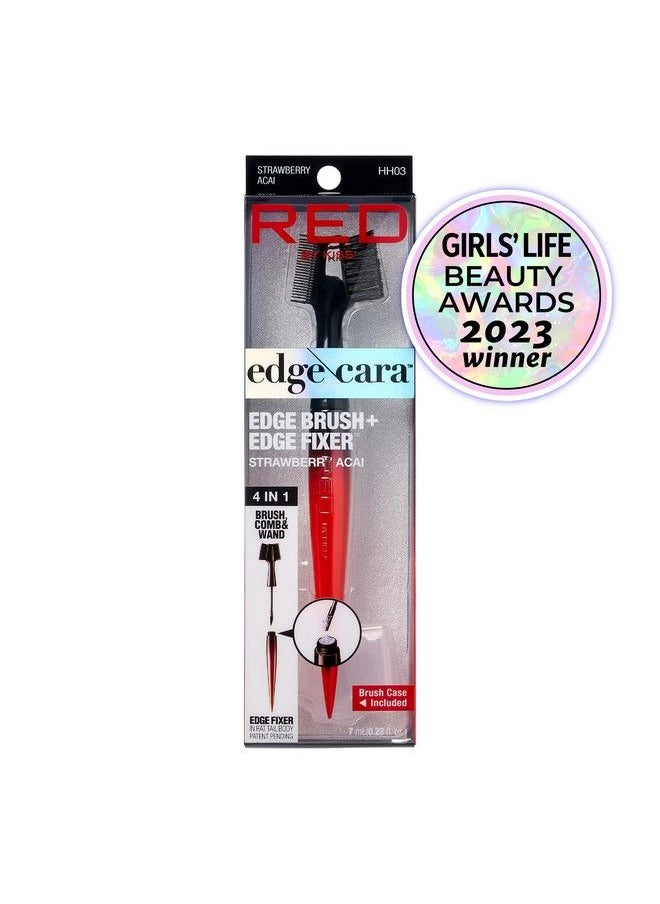 Red by Kiss Edge Cara 4 In 1 Edge Brush Comb Boar Bristles With Edge Fixer (Strawberry Acai)  - Image 3