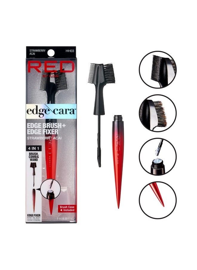 Red by Kiss Edge Cara 4 In 1 Edge Brush Comb Boar Bristles With Edge Fixer (Strawberry Acai)  - Image 4
