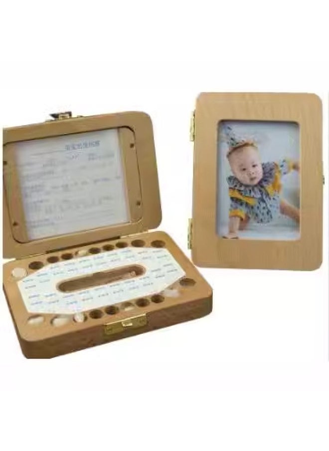 Explosions Children Boys And Girls Baby Teeth Box Wooden Photo Frame Teeth Lanugo Storage Memorial Storage Box-Color:Fillet Photo Frame-Italy  - Image 2