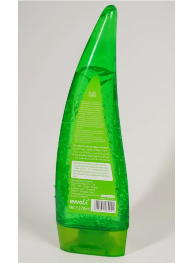 evvoli Aloe 99% Soothing Gel, 270ml No Sticky 99% Aloe Vera Sunburn Relief Moisturizing, Fast Absorbing for Face, Skin, Body & Hair - Image 2