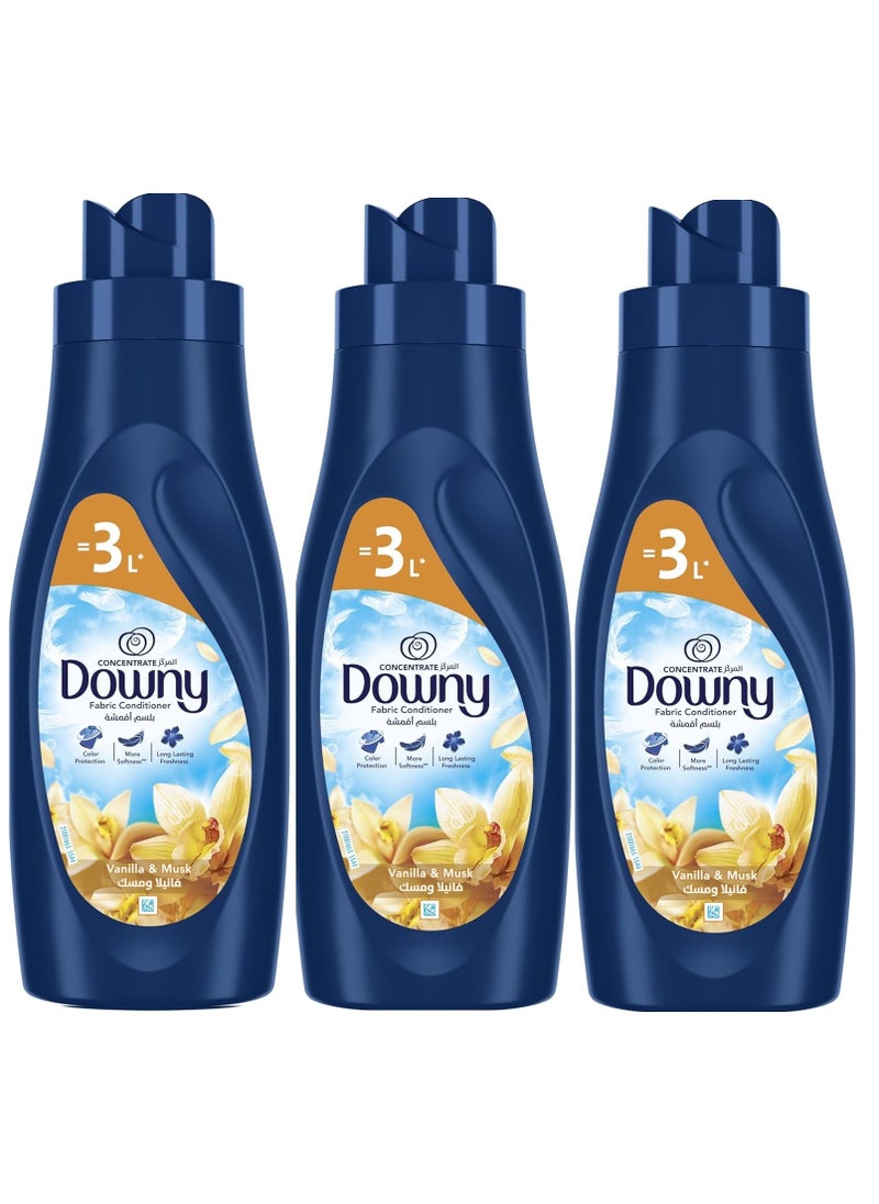 Downy Downy Fabric Conditioner, Concentrate, Vanilla & Musk Variant, Color Protection, More Softness, Longer Lasting Freshness, 1L Pack of 3  - Image 1