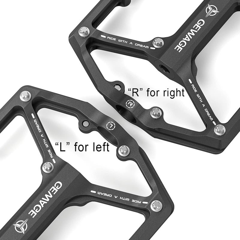 GEWAGE Road/Mountain Bike Pedals - 3 Bearings Bicycle Pedals - 9/16â€ CNC Machined Flat Pedals with Removable Anti-Skid Nails (Silver) - Image 5