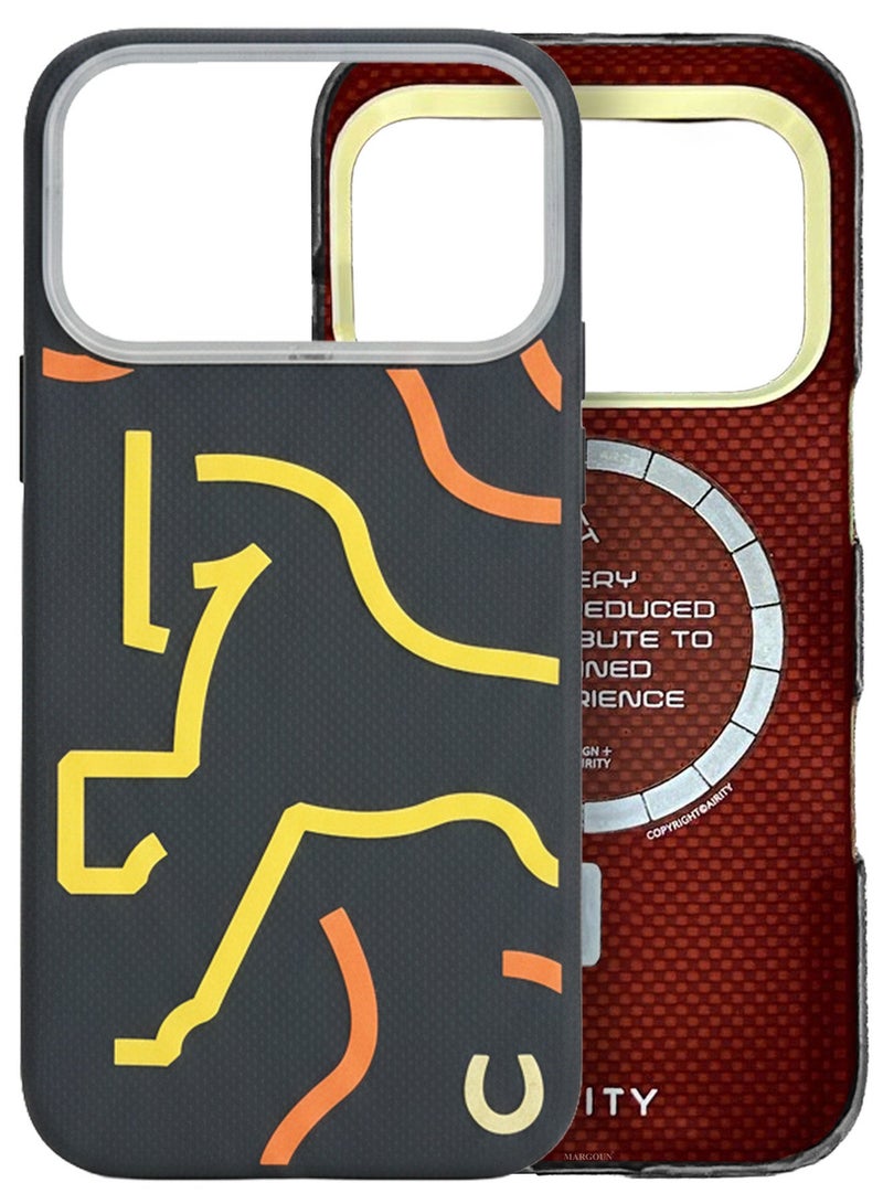 AIRITY Horse Style Bamboo Fiber Protective Case for iPhone 17 Pro Max– Ultra Durable, Lightweight & Premium Design Black Yellow - Image 3