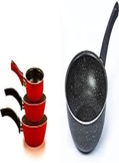 TRUEVAL Trueval frying pan set of 3 frayers 14-20-24 red color + Lazord granite deep frying pan 24cm, black 