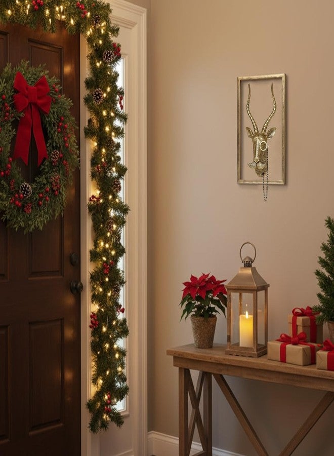 Newinhome ديكور حائط على شكل رؤوس حيوانات (يتضمن إطارًا معدنيًا) منحوتات حيوانات من الراتنج، ديكور حائط على شكل رأس، منحوتة جدارية ذهبية عتيقة لغرفة المعيشة وغرفة النوم والمكتب (ظبي) - Image 5