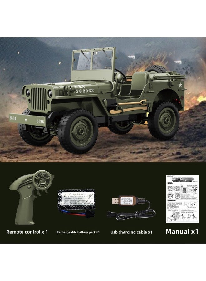 JJRC C8815 Full Scale 1:10 Simulation Jeep Model Toy Four-wheel Drive RC Off-road Remote Control Car-Color:Army Green-standard - Image 1