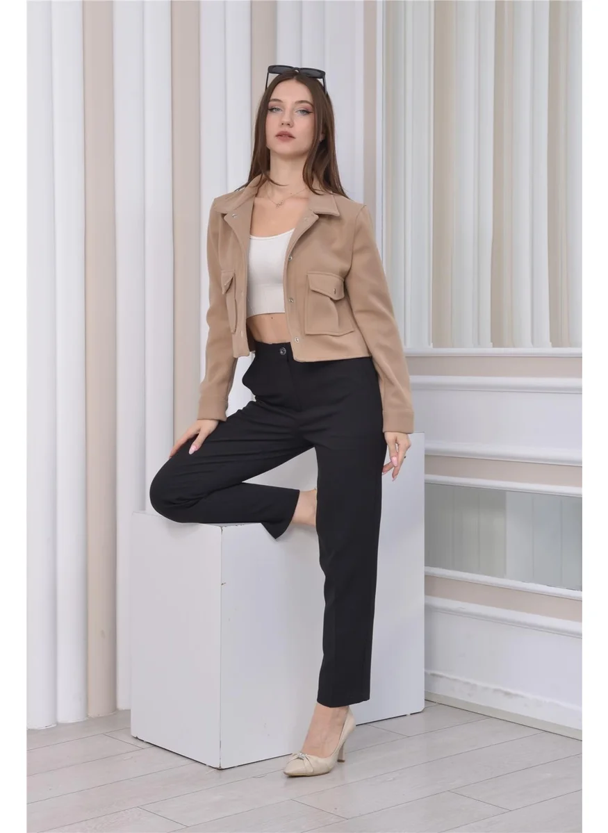 نوسيل New Season Crop Model Cashmere Jacket Beige