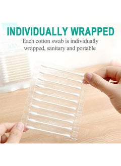 HQSLsund 400 Pack Cotton Swab Individually Wrapped, Individually Wrapped Double Tipped Cotton Swabs Paper Sticks Cotton Buds(White, Round/Pointed End)  - Image 3