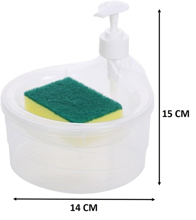 Redvant 3 in 1 Soap Pump Dispenser Dish Soap Liquid Dispenser Sponge Holder Dish Soap Pump Dispenser for Kitchen Sink Accessories Items Countertop Kitchen Bathroom (First Variation) - Image 5