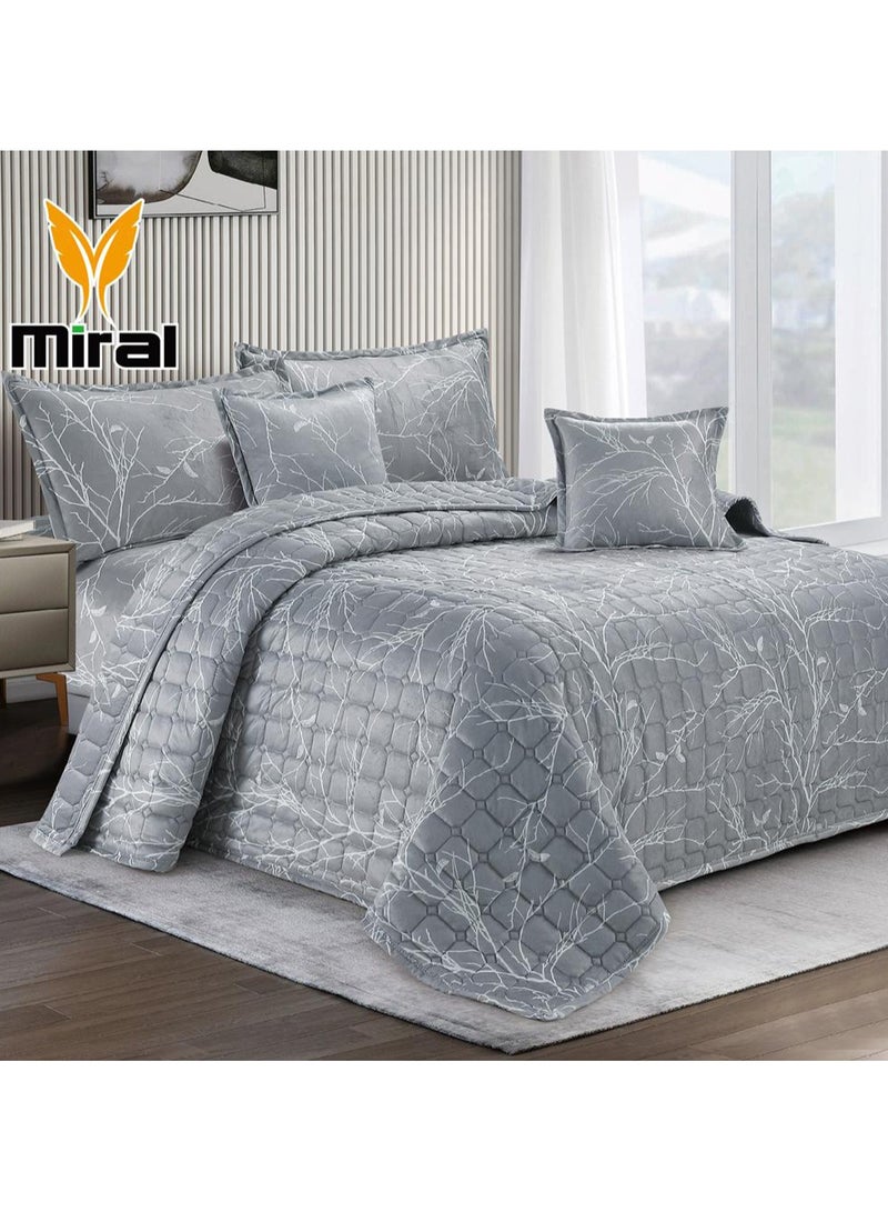 Miral Winter Double Bed Comforter Set – 6 Pieces, Velvet Quilted Design, 240×220 cm with Fitted Sheet and Decorative Pillows - Image 1