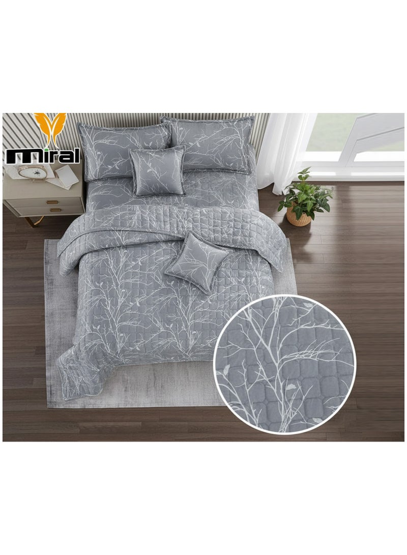Miral Winter Double Bed Comforter Set – 6 Pieces, Velvet Quilted Design, 240×220 cm with Fitted Sheet and Decorative Pillows - Image 2