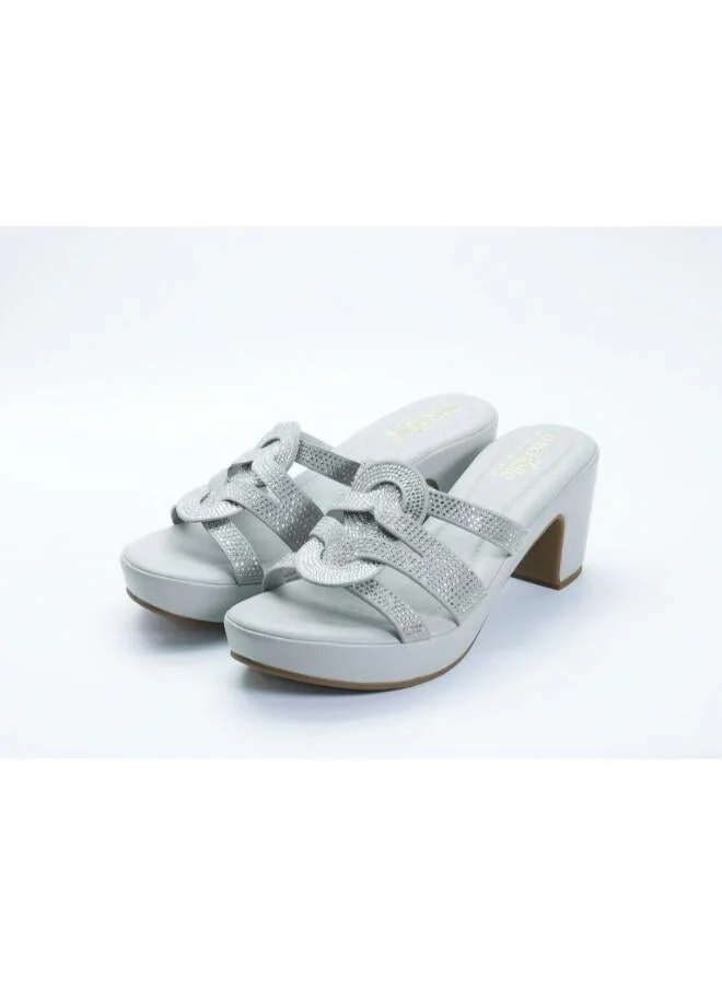 Michelle Morgan Grey 092-3138 Michelle Morgan Stylish Heeled Slide Sandals 514RJ75C Grey for Women | Best Price UAE