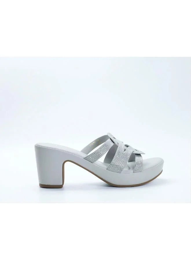 092-3138 Michelle Morgan Stylish Heeled Slide Sandals 514RJ75C Grey
