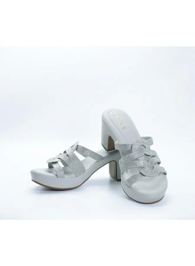Michelle Morgan Grey 092-3138 Michelle Morgan Stylish Heeled Slide Sandals 514RJ75C Grey for Women | Best Price UAE
