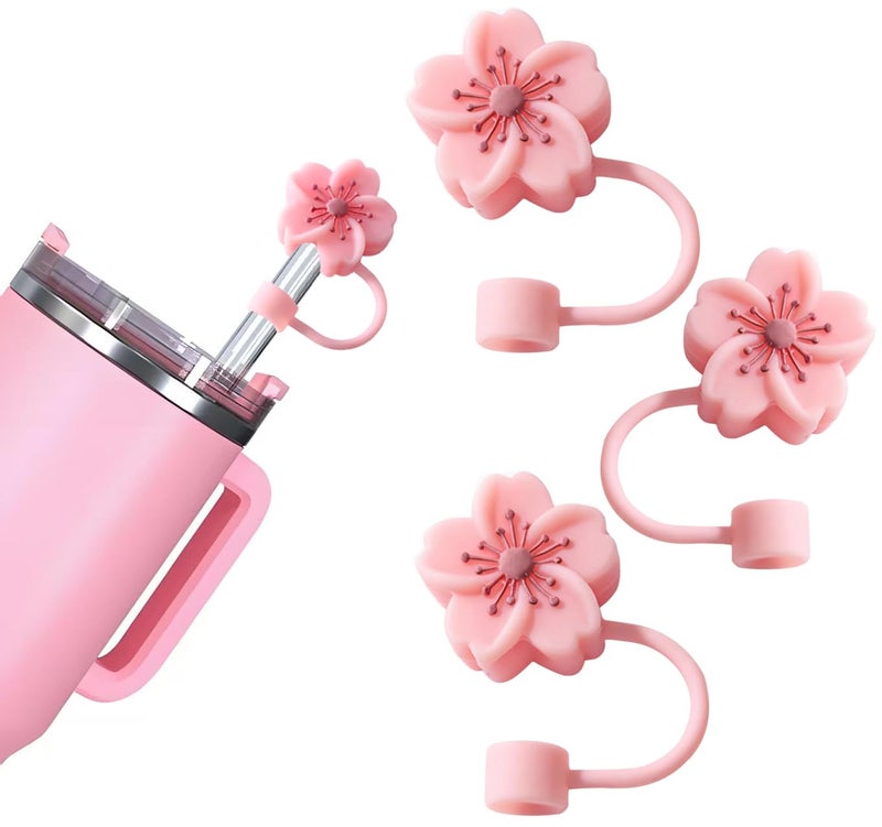 BTYHAOS Silicone Straw Caps for 10mm Tumblers | Reusable Dust-Proof Straw Toppers Compatible with Stanley 30oz & 40oz Tumbler (pink 3p) - Image 1