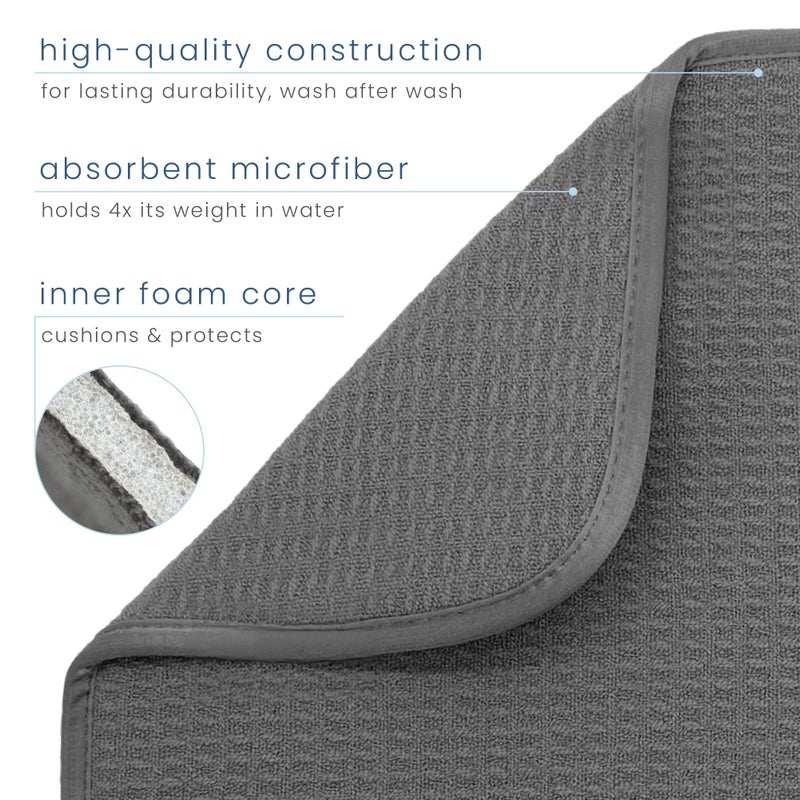 S&T INC. Dish Drying Mat 2 Pack, 16â€ x 18â€, Absorbent Microfiber Kitchen Counter Mat, Dish Drying Pad for Dishes, Utensils, Pots and Pans, Large, Charcoal Grey - Image 3
