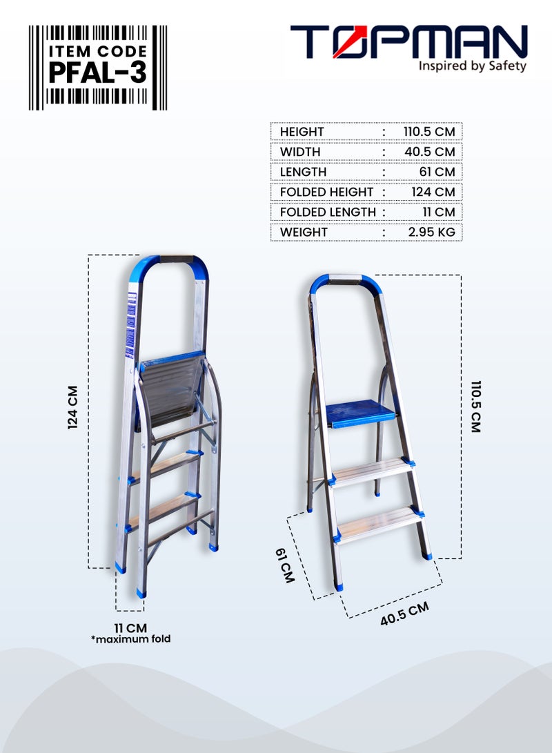 TOPMAN Medium Duty Platform Aluminium Ladder 3 Steps - Image 4