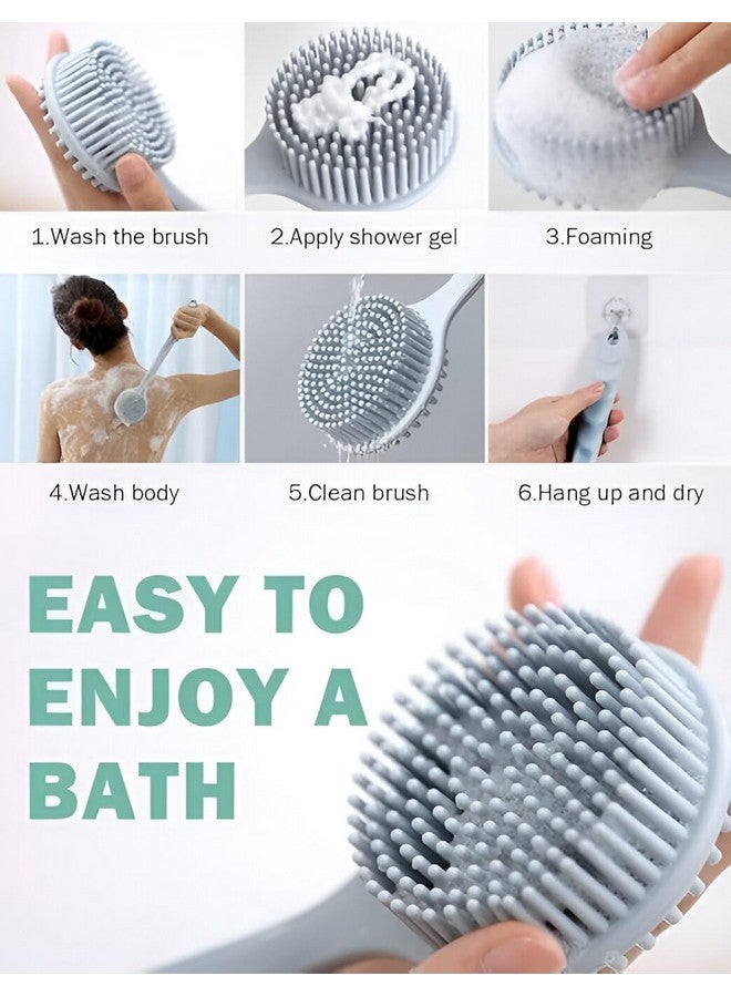 DUDSCOG Double-Sided Silicone Back Scrubber - Long Handle Exfoliating Shower Brush for Men & Women, Alcohol-Free & Oil-Free for Deep Cleansing - Image 5
