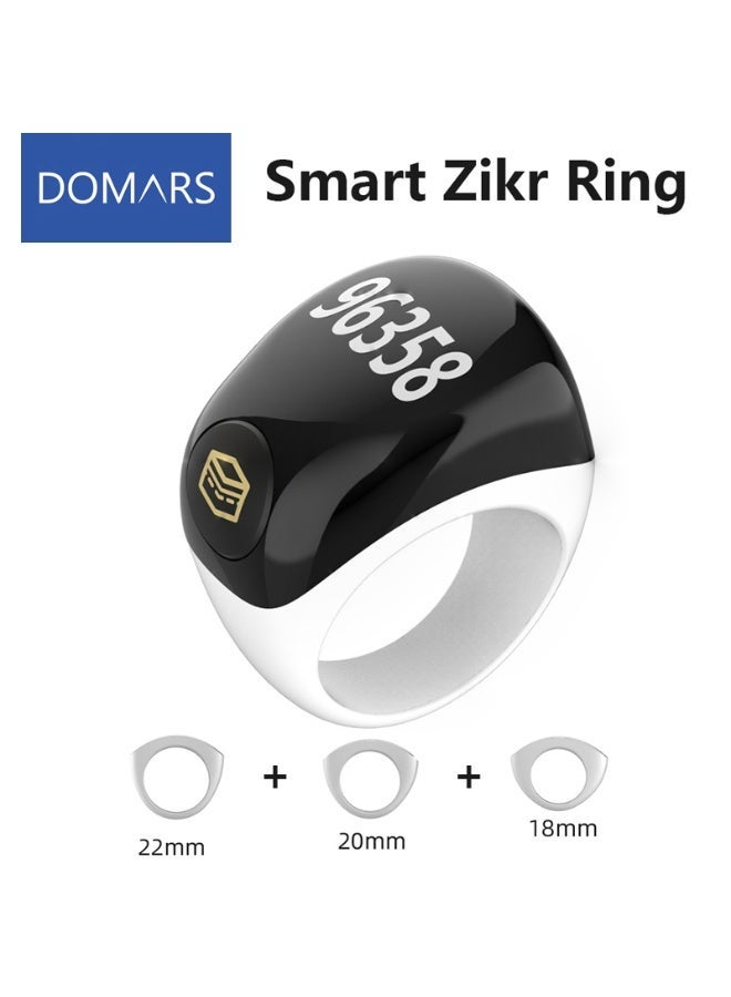 Domars Smart Tasbih Zikr Ring,Smart Ring Counter,Muslim Islamic Prayer Smart Rings, Tasbih Counter Smart Ring, Tasbeeh Smart Counter, Digital Electronic Smart Tally Counter for Prayer (White, 18MM+20MM+22MM) - Image 1