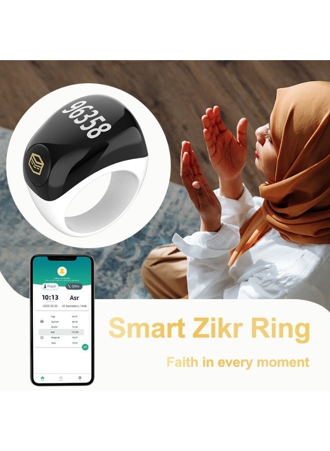 Domars Smart Tasbih Zikr Ring,Smart Ring Counter,Muslim Islamic Prayer Smart Rings, Tasbih Counter Smart Ring, Tasbeeh Smart Counter, Digital Electronic Smart Tally Counter for Prayer (White, 18MM+20MM+22MM) - Image 4