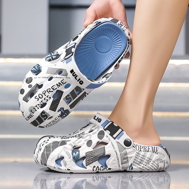 Dropshipping Clogs For Men And Women, Graffiti Design, Summer Couple'S Outdoor Sandals, Soft Beach Parent-Child Style Children'S Slippers - Image 1