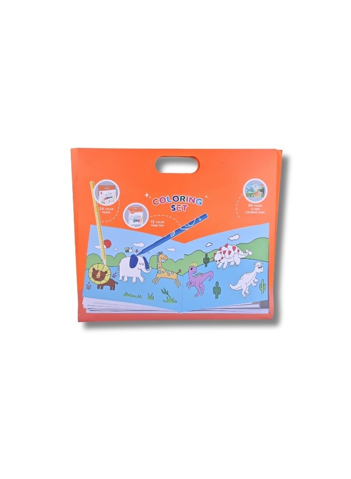 Y plus+ Y-PLUS+ Assorted Coloring Kit – 24 Color Pencils, 12 Fiber Pens & A3 Colouring Book - Image 3