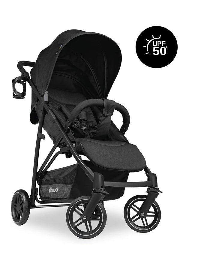 hauck Rapid 4R Plus Stroller – Black – From Birth to 25 kg - 4 Years – Lightweight Foldable Pushchair with Suspension, Adjustable Backrest & Large Wheels - Image 4