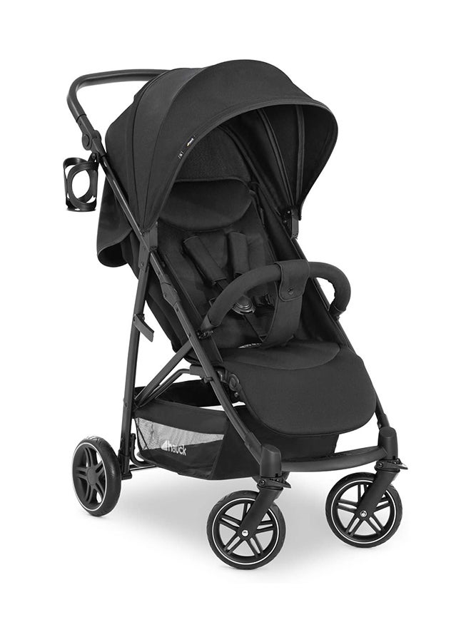 hauck Rapid 4R Plus Stroller – Black – From Birth to 25 kg - 4 Years – Lightweight Foldable Pushchair with Suspension, Adjustable Backrest & Large Wheels - Image 1