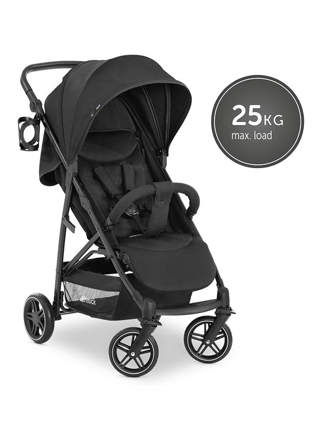 hauck Rapid 4R Plus Stroller – Black – From Birth to 25 kg - 4 Years – Lightweight Foldable Pushchair with Suspension, Adjustable Backrest & Large Wheels - Image 3