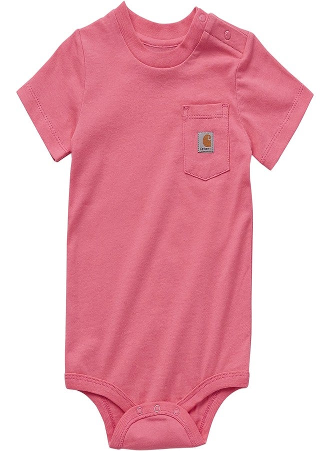 Carhartt Baby Logo Bodysuit, Pink Lemonade, 12 Months - Image 1