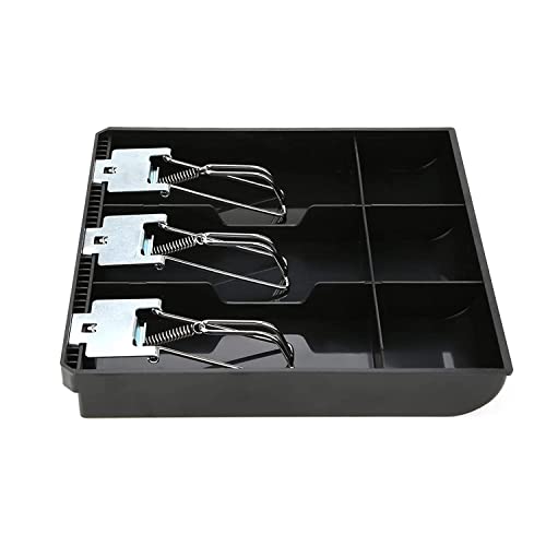 Homava Cash Drawer Register Insert Tray 3 Bills 3 Coins Money Storage Box Metal 9.6 x 9.6 x 1.4 inch, Black - Image 3