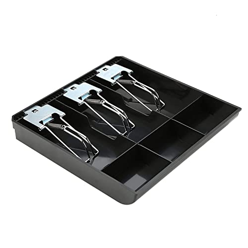 Homava Cash Drawer Register Insert Tray 3 Bills 3 Coins Money Storage Box Metal 9.6 x 9.6 x 1.4 inch, Black - Image 1