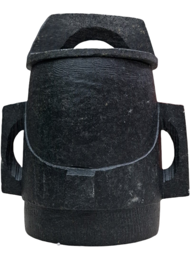 وعاء طهي مع الغطاء مصنوع يدويا من الحجر جاهز للإستخدام - Image 1