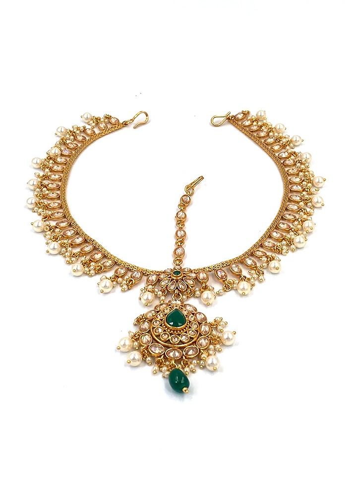 Gohona Bollywood Style Head Chain Jewelry Matha Patti - Image 2