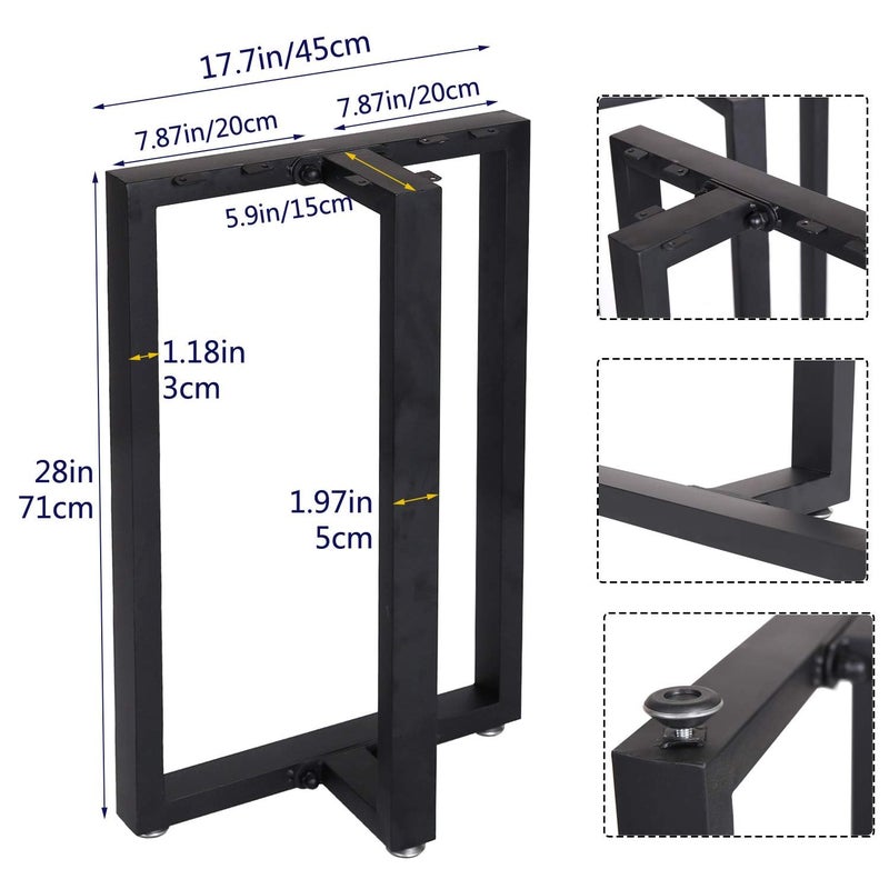 Ventuos Metal Table Legs Heavy Duty T Shape Iron Desk Legs Set of 2 28 Height 18 Wide Industrial Furniture LegsDining Table LegsModern Coffee Table Legs - Image 5