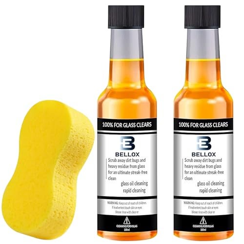 BELLOX ENTERPRISE BELLOX Car Windshield Glass Cleaner With Sponge | Oil Film And Water Spot Remover for Glass Surfaces | Glass Cleaner for Home and Auto Windows Cleaning, 100ml (PACK OF 2) - Image 1
