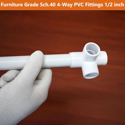letsFix 1/2" PVC Fittings 4 Way (10-Pack) Furniture Grade, Elbow Connector, Heavy Duty for DIY Furniture, Frames, UV Resistant - Compatible with 1/2" Schedule 40 PVC Pipes‌ - Image 2