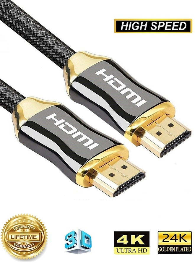 بشكل مختصر كابل HDMI 4K، كابل HDMI 2.0 كابل HDMI عالي السرعة إلى كابل HDMI مضفر يدعم 4K 60 هرتز 18 جيجابت في الثانية UHD 2160P HD 1080P ARC 3D HDCP 2.2 لأجهزة MacBook Pro وNintendo Switch وXbox وPlayStation PS5 وPS4 وPS3 وXbox 360 وأجهزة الكمبيوتر المحمولة 1 م/3 أقدام - Image 1