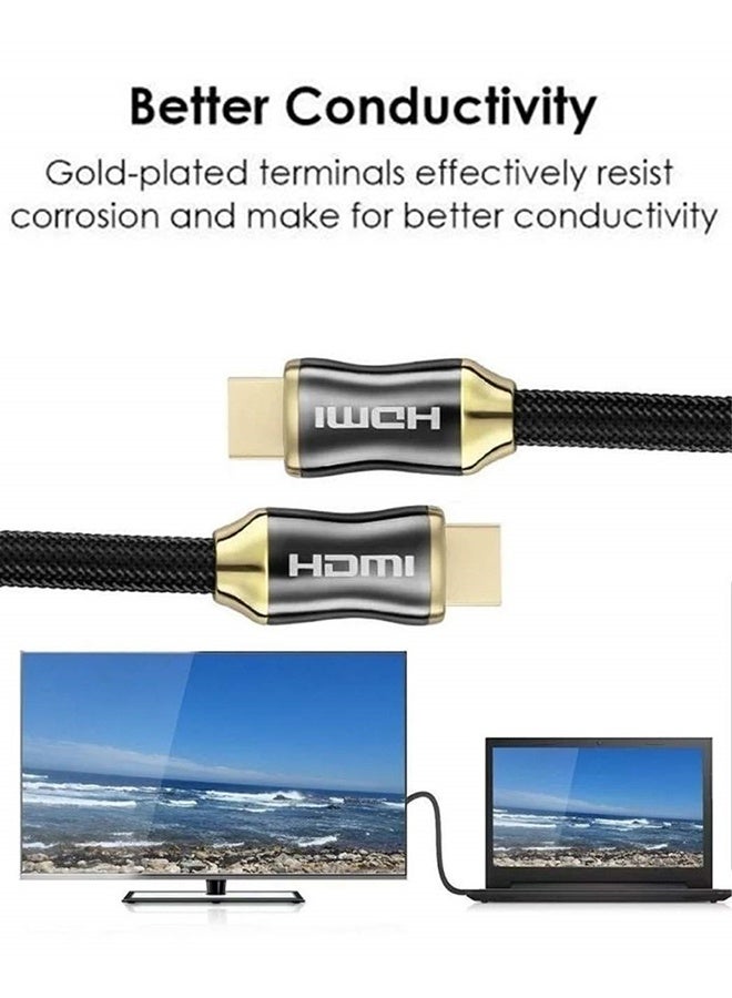 بشكل مختصر كابل HDMI 4K، كابل HDMI 2.0 كابل HDMI عالي السرعة إلى كابل HDMI مضفر يدعم 4K 60 هرتز 18 جيجابت في الثانية UHD 2160P HD 1080P ARC 3D HDCP 2.2 لأجهزة MacBook Pro وNintendo Switch وXbox وPlayStation PS5 وPS4 وPS3 وXbox 360 وأجهزة الكمبيوتر المحمولة 1 م/3 أقدام - Image 5