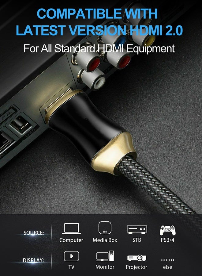 بشكل مختصر كابل HDMI 4K، كابل HDMI 2.0 كابل HDMI عالي السرعة إلى كابل HDMI مضفر يدعم 4K 60 هرتز 18 جيجابت في الثانية UHD 2160P HD 1080P ARC 3D HDCP 2.2 لأجهزة MacBook Pro وNintendo Switch وXbox وPlayStation PS5 وPS4 وPS3 وXbox 360 وأجهزة الكمبيوتر المحمولة 1 م/3 أقدام - Image 3