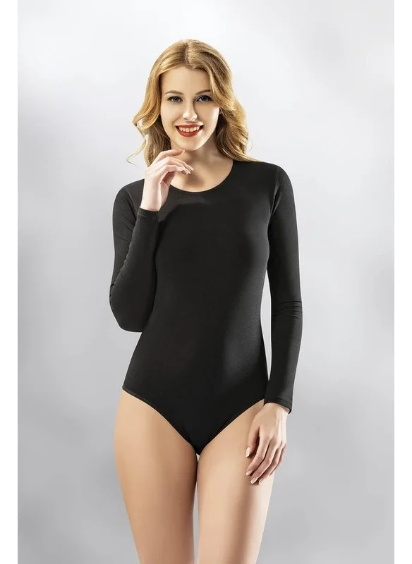 كوتا Crew Neck Women's Long Sleeve Snap Bodysuit 6183