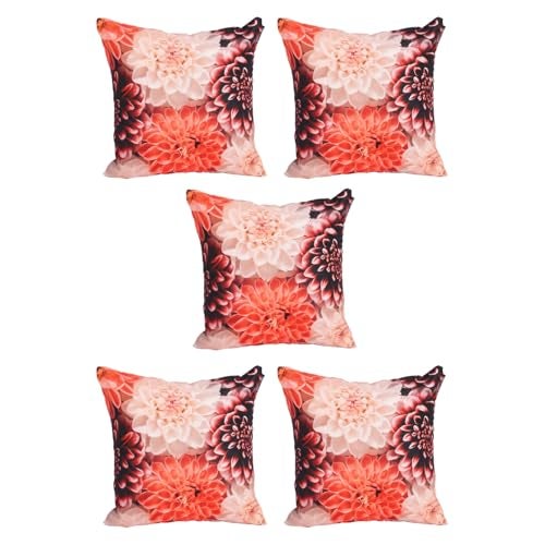 ROMEE Designer Floral Printed Cushion Cover 16 inch x 16 inch Set of 5 | Decorative Square Jute Throw Pillow/Cushion Cover for Living Room, Sofa, Couch, Bedroom (Multicolor) - Image 4