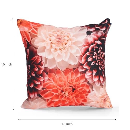 ROMEE Designer Floral Printed Cushion Cover 16 inch x 16 inch Set of 5 | Decorative Square Jute Throw Pillow/Cushion Cover for Living Room, Sofa, Couch, Bedroom (Multicolor) - Image 2