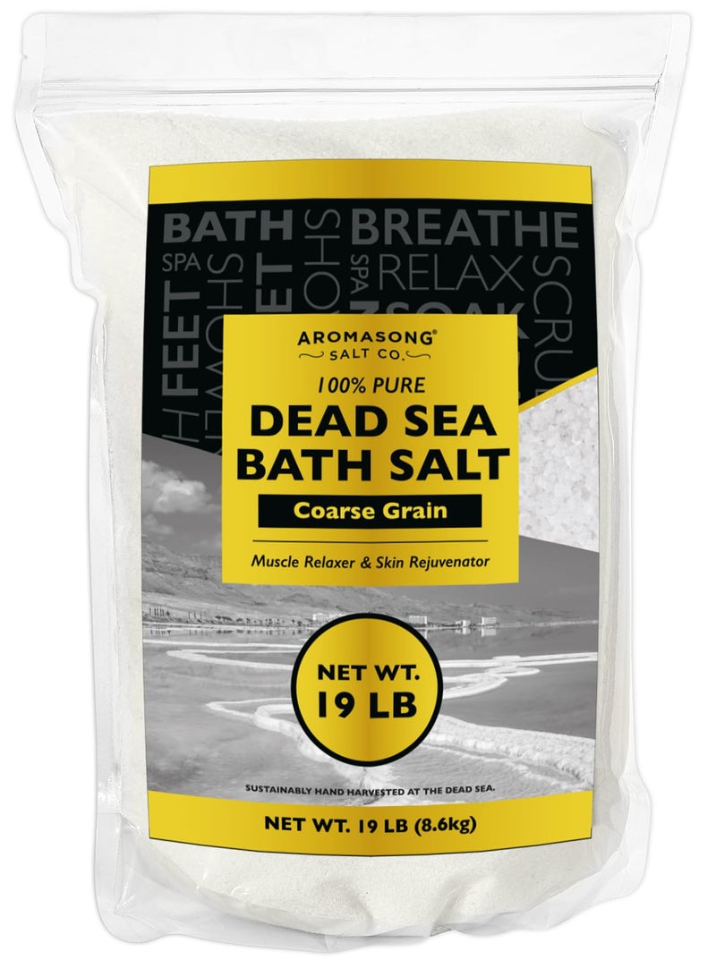 Aromasong Dead Sea Salt for Soaking - Coarse Grain Bath Salt Soak - 19 Lbs Bulk Resealable Pack - Leaves Your Skin Softer Then Epsom Salt - Image 1