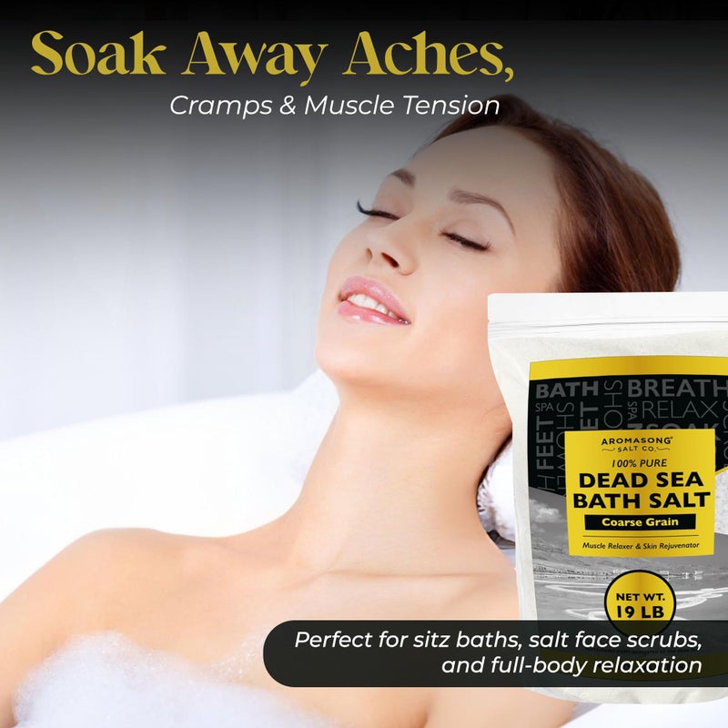 Aromasong Dead Sea Salt for Soaking - Coarse Grain Bath Salt Soak - 19 Lbs Bulk Resealable Pack - Leaves Your Skin Softer Then Epsom Salt - Image 5