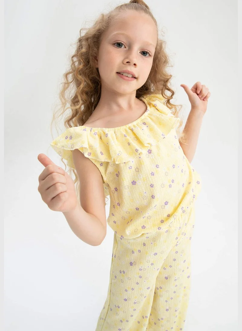 DeFacto Short Sleeves Frill Detail Loung Set