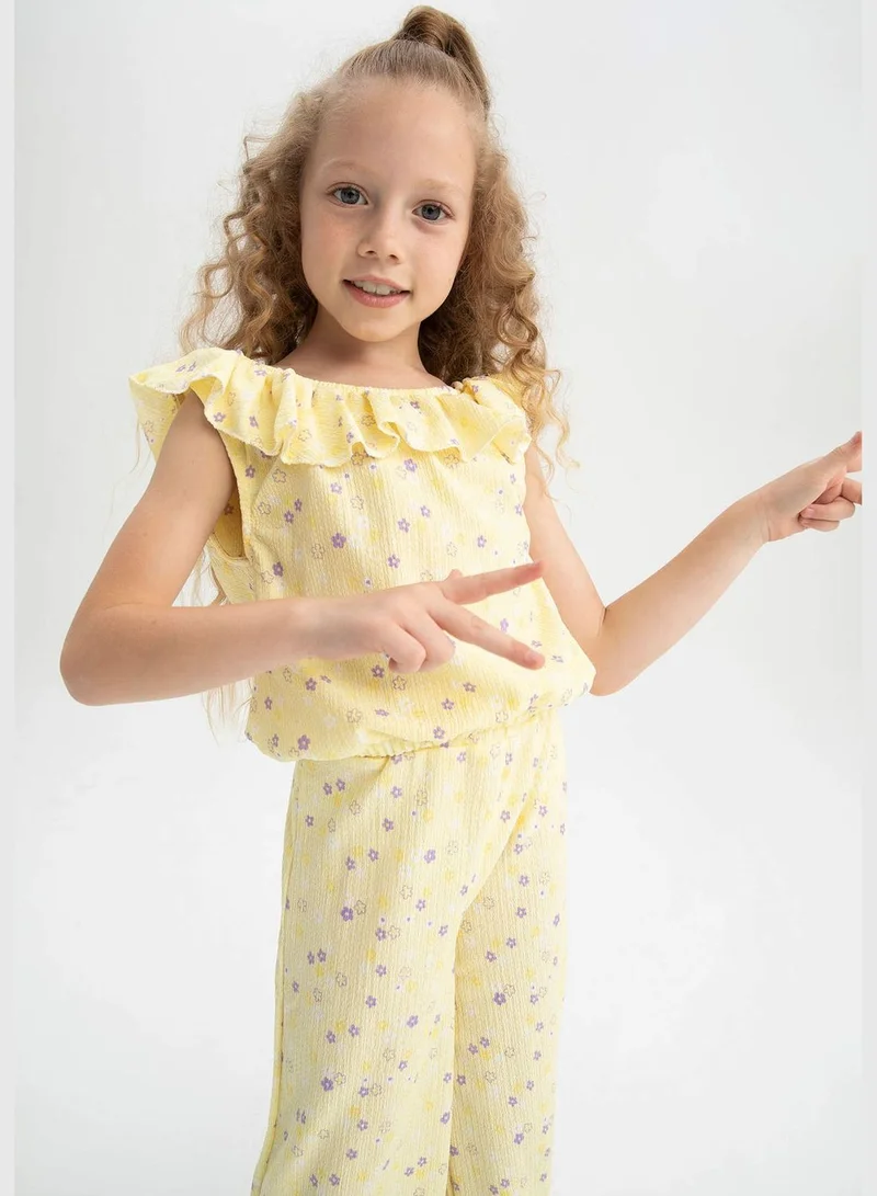 DeFacto Short Sleeves Frill Detail Loung Set